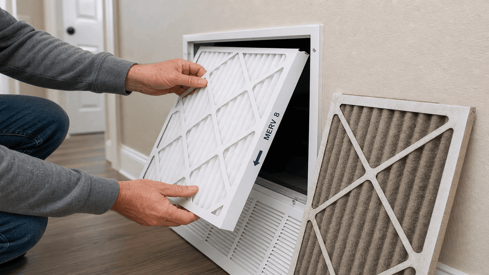 Close-up of HVAC filter slot location