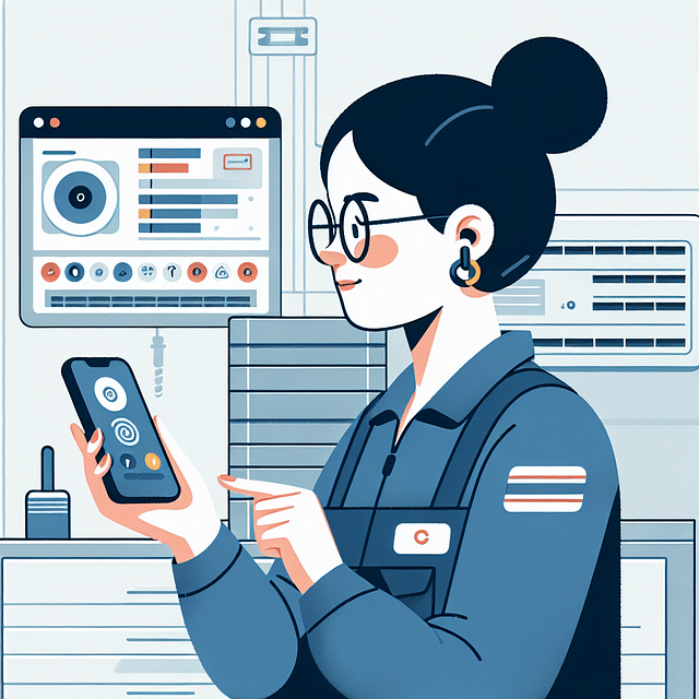 technician using smartphone for HVAC remote troubleshooting