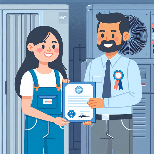 HVAC technician receiving certification