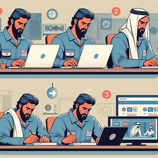 HVAC technician studying online courses