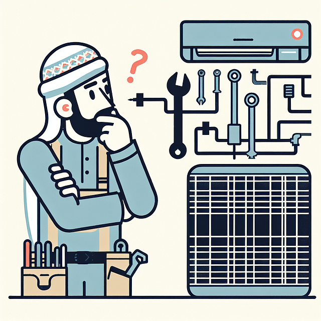 person contemplating HVAC equipment