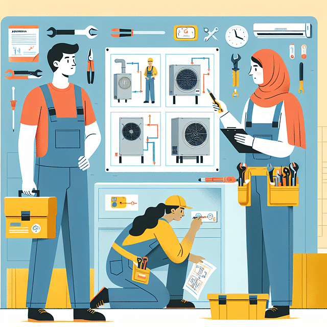 HVAC apprentice learning on the job