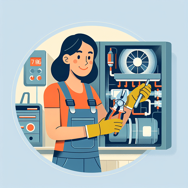 HVAC technician working with the latest HVAC equipment