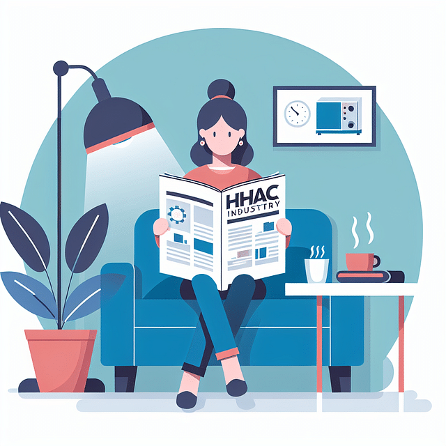 person reading an HVAC industry journal