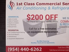 1st Class Commercial Services Air conditioning and Refrigeration